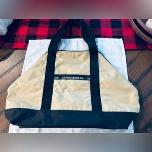 Vintage Y2K Polo by Ralph Lauren Beige and Black Duffel Bag